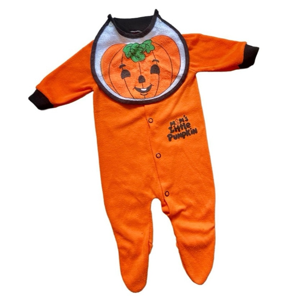 Vintage Playskool 1980 Pumpkin Onesie With Bib